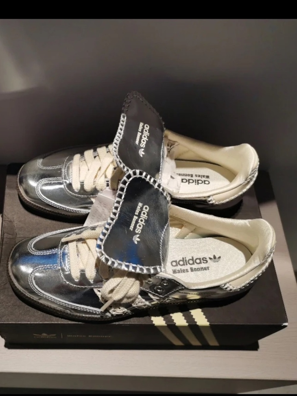 Adidas Samba Wales Bonner Collab Metallic Silver Hand-Stitched Sneakers
